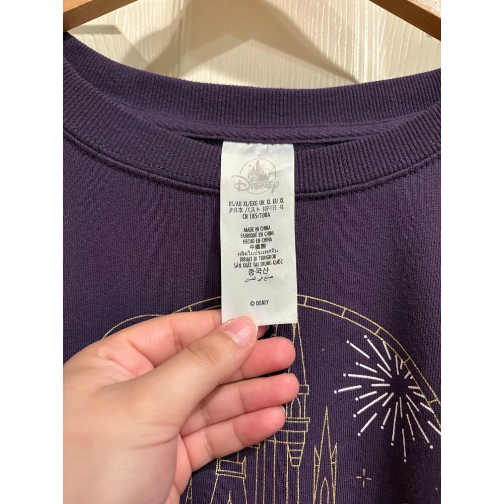 WALT DISNEY WORLD Purple Crew Neck Embroidered Sweatshirt Size XL Cotton - Picture 4 of 6